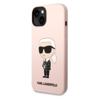 Pouzdro Karl Lagerfeld Liquid Silicone Ikonik NFT iPhone 14 Plus růžové