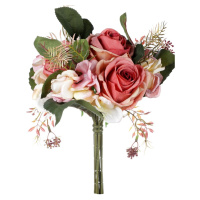 Pugét růží a hortenzií, starorůžová, 20 x 28 cm