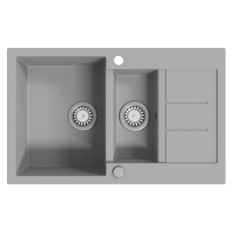 vidaXL Kuchyňský dřez dvojitý žulový šedý
