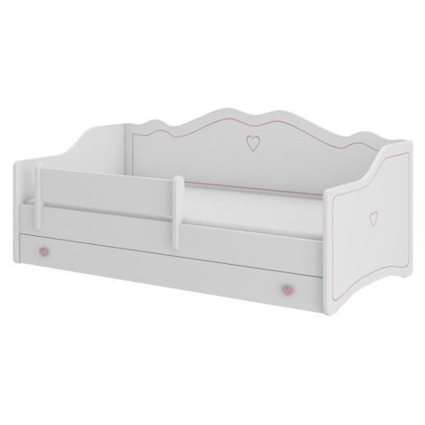 Expedo Dětská postel MEKA B + matrace, 80x160, bílá/růžová