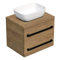 Koupelnová skříňka s černou úchytkou a krycí deskou SAT Cube Way 60x47,5x46 cm dub Hickory mat C