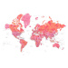 Mapa Hot pink and coral detailed world map with cities, Tatiana, Blursbyai, (40 x 26.7 cm)