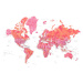 Mapa Hot pink and coral detailed world map with cities, Tatiana, Blursbyai, 40 × 26.7 cm