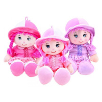 Handrová panenka Zuzia v kloboučku 28 cm - fialové