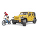 Bruder 2543 Jeep Wrangler Rubicon Unlimited s horským kolem a cyklistou, 3 ks