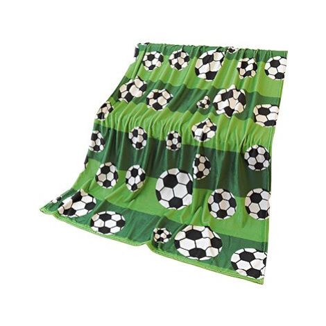Excellent Mikroplyšová hřejivá deka, zelená, 150 × 200 cm, fotbalové míče