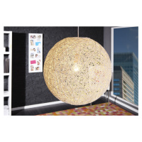 Estila Designová stylová závěsná lampa Cocoon bílá 45cm