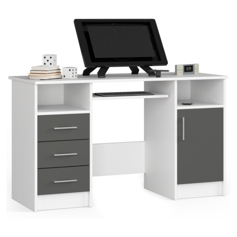 Ak furniture Volně stojící psací stůl ANA 124 cm bílý/grafitový