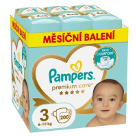 PAMPERS Premium Care plenky velikost 3 Midi 6-10kg měsíční balení 200ks