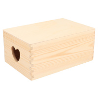 Dřevěný box s víkem a srdíčky