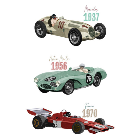 Plakát, Obraz - Vintage Racecars, Goed Blauw, 30 × 40 cm