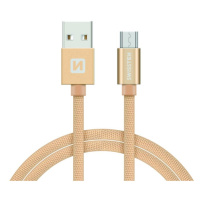 Datový kabel Swissten Textile USB/MicroUSB, 0,2m, zlatý