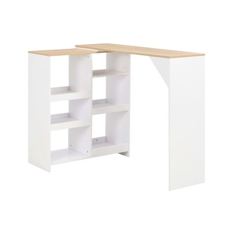 Barový stůl s pohyblivým regálem bílý 138x40x120 cm 280225 SHUMEE