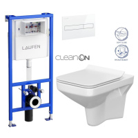 LAUFEN Rámový podomítkový modul CW1 SET s bílým tlačítkem + WC CERSANIT CLEANON COMO + SEDÁTKO H