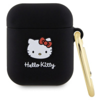 Hello Kitty Liquid Silicone 3D Kitty Head Logo pouzdro AirPods 1/2 černé