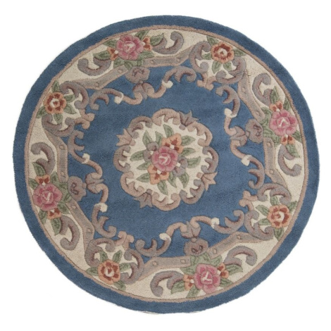 Flair Rugs koberce Ručně všívaný kusový koberec Lotus premium Blue kruh - 120x120 (průměr) kruh 