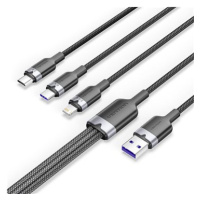 Vention USB 2.0 A Male to 3-in-1 USB-C & Lightning & Micro-B Male 6A Cable 1.5M Black Aluminum A