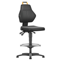 eurokraft pro Pracovní otočná židle, černá, vysoká židle s podlahovými patkami a nožním kruhem, 