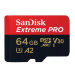 SanDisk Extreme PRO/micro SDXC/64GB/200MBps/UHS-I U3 / Class 10/+ Adaptér SDSQXCU-064G-GN6MA