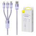 Kabel 3 v 1 Baseus StarSpeed USB, USB-C + micro USB + Lightning, 3,5 A, 1,2 m (fialový)