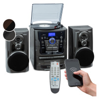 Auna Franklin, stereo systém, gramofon, přehrávač na 3 CD, BT, přehrávač na kazety, AUX, USB por