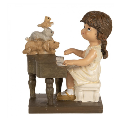 Figurka holčičky hrající na piano pro zvířátka – 10 cm Clayre & Eef