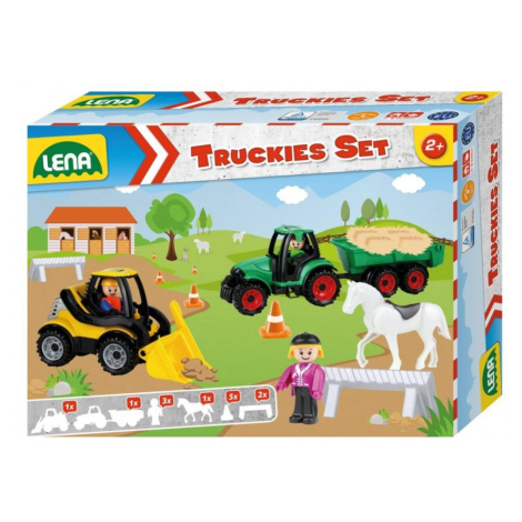 Lena truckies set farma traktor s přívěsem, nakladač