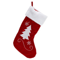 Vánoční LED ponožka se stromečkem červená, 41 cm