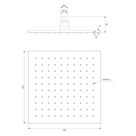 OMNIRES SLIMLINE dešťová sprcha, 25 x 25 cm chrom /CR/ WG225CR