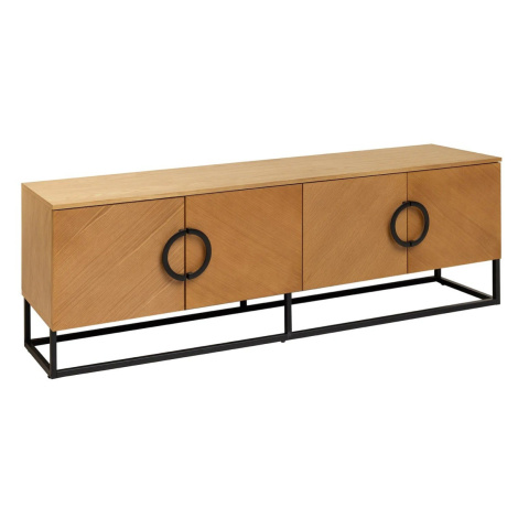Estila Moderní art deco TV stolek Arkline ve světlém hnědém dubovém provedení se čtyřmi dvířky s