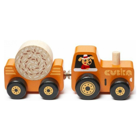 CUBIKA 15351 Traktor s vlekem dřevěná skládačka s magnetem Levenya