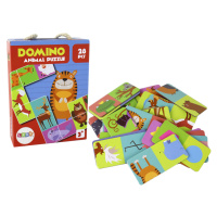 Oboustranné domino Puzzle se zvířaty 10cm x 5cm 28 dílů