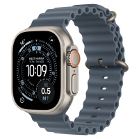 Apple Watch Ultra 3 49mm Přírodní titan s ocelově modrým oceánským řemínkem