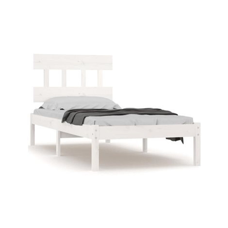 Rám postele bílý masivní dřevo 100 × 200 cm, 3104729 SHUMEE