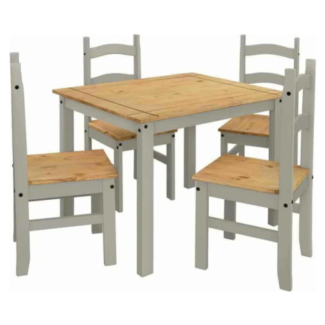 Idea Stůl 100 × 80 + 4 židle CORONA 3 vosk/šedá