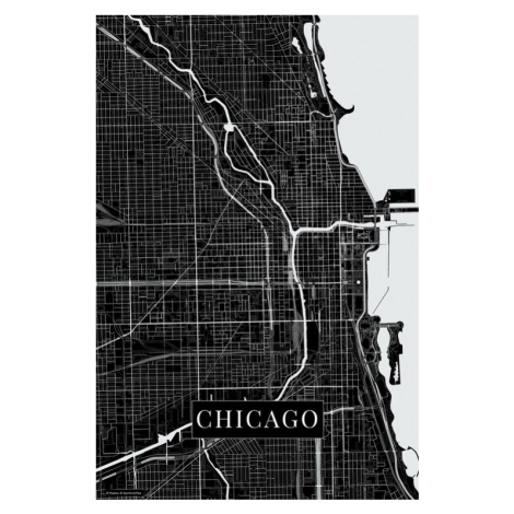 Mapa Chicago black, (26.7 x 40 cm)