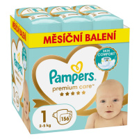 PAMPERS Pleny jednorázové Premium Care vel. 1, 156 ks, 2kg-5kg