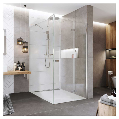 Mereo Sprchový kout, Novea, obdélník, zalamovací, 90x120 cm, chrom ALU, sklo Čiré, dveře pravé a
