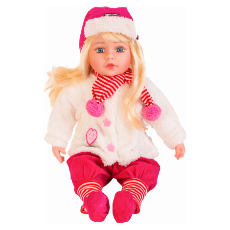 Mluvící a zpívající panenka 60 cm růžová s čepičkou
