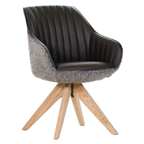 home24 ŽIDLE S PODRUČKAMI, žinylka, vzhled kůže, barvy dubu, tmavě hnědá