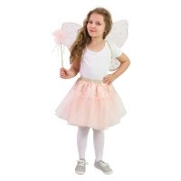 RAPPA Dětský kostým tutu sukně růžová květinová víla s hůlkou a křídly