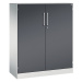C+P Skříň s otočnými dveřmi ASISTO, výška 1292 mm, šířka 1000 mm, 2 police, světlá šedá/černošed