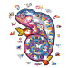 Puzzler DŘEVĚNÉ BAREVNÉ PUZZLE - Hypnotický chameleon