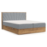 Boxspring postel s úložným prostorem v šedo-přírodní barvě 200x200 cm Asahi – Maison de Rêve
