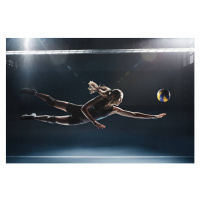 Fotografie Volleyball player jumping to the ball, Stanislaw Pytel, 40x26.7 cm