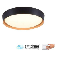LEUCHTEN DIREKT is JUST LIGHT LED stropní svítidlo, kruhové, černá, stmívatelné, imitace dřeva, 