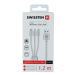 Datový kabel Swissten textile 3in1, MFi, 1,2m, stříbrný