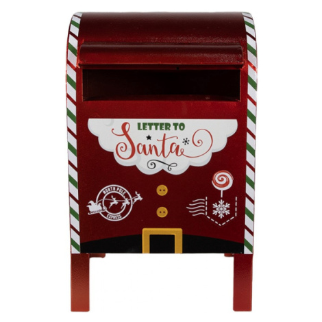 Kovová vánoční dekorace červená poštovní schránka na podstavci s nápisem Letters to Santa – 21x1 Clayre & Eef
