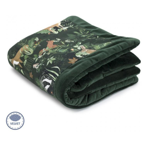 Teplá sametová deka pro děti - zvířata / tmavě zelená