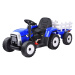 mamido  Dětský elektrický traktor s vlečkou modrý